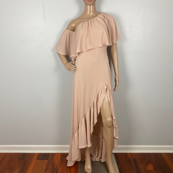 SHOW ME YOUR MUMU PINK ONE-SHOULDER RUFFLE MAXI DRESS - Picture 2 of 13